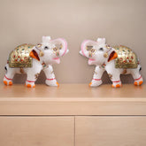 White Marble Elephant Statue Home Decor